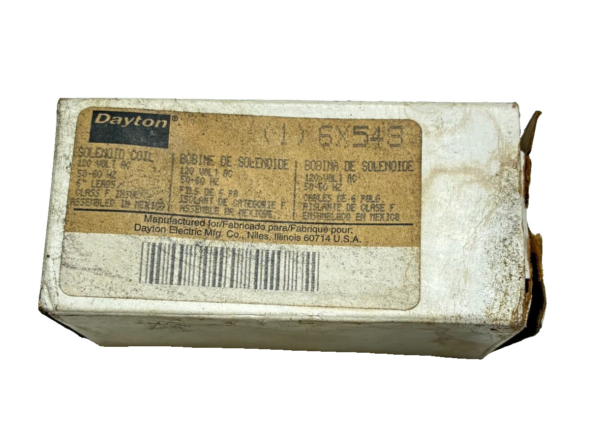 DAYTON 6X543 SOLENOID COILS 120 VOLTS 50-60 HZ 6” LEADS