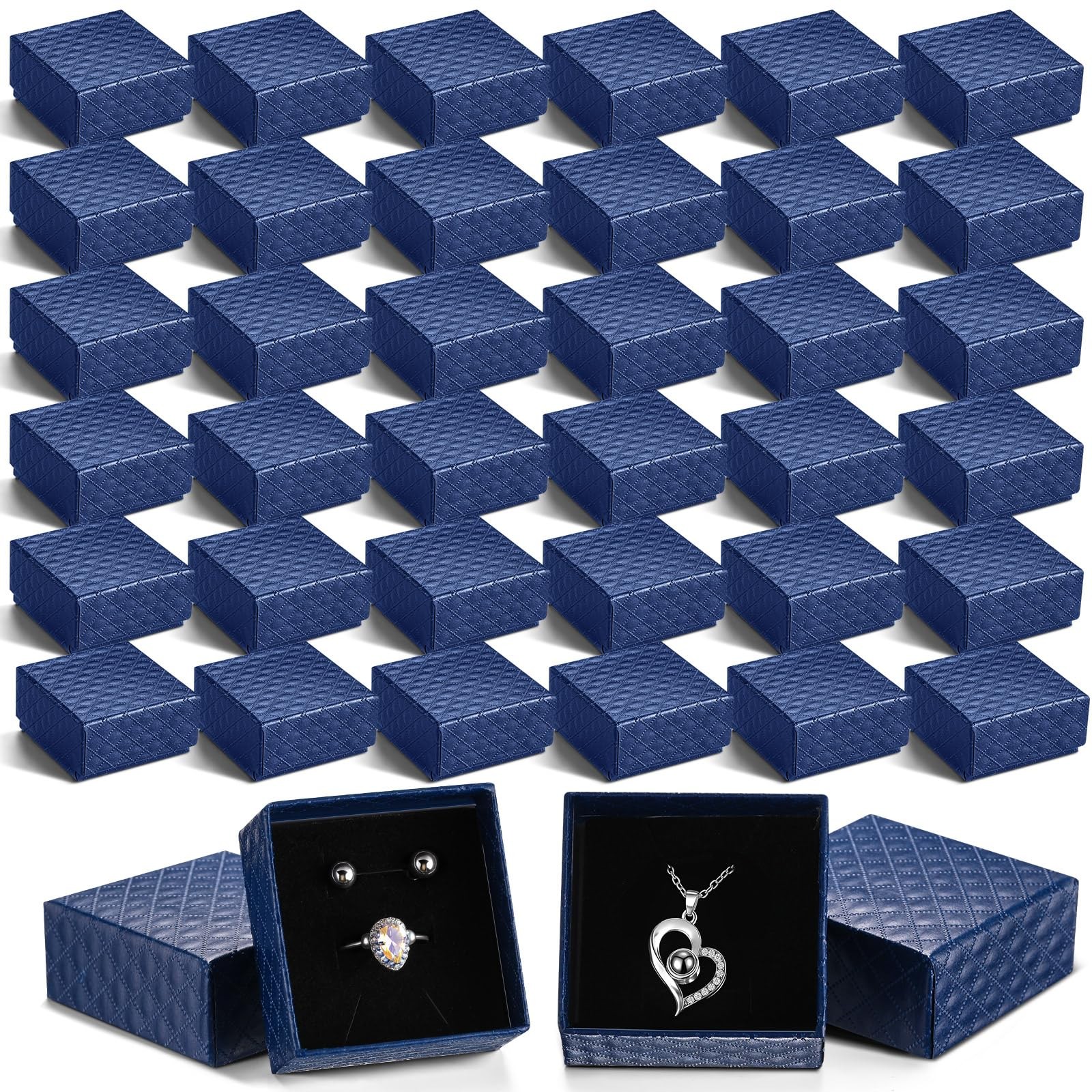 Landical 100 Pcs Jewelry Ring Gift Box 2» x 1 Count (Pack of 100), Dark Blue