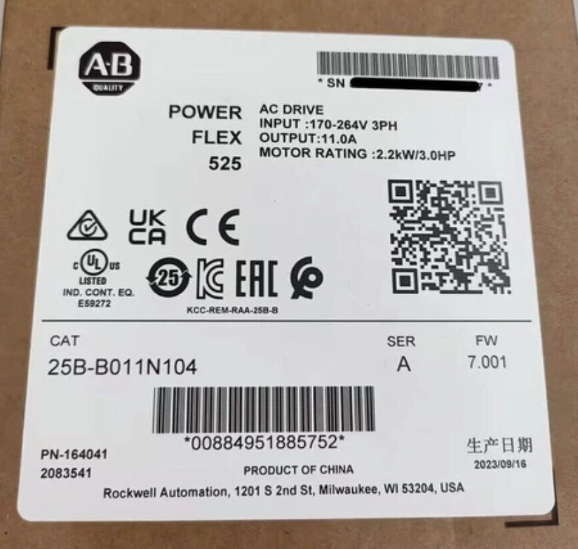 Allen-Bradley 25B-B011N104 Ser A PowerFlex 525 AC Drive 3HP New Factory Sealed