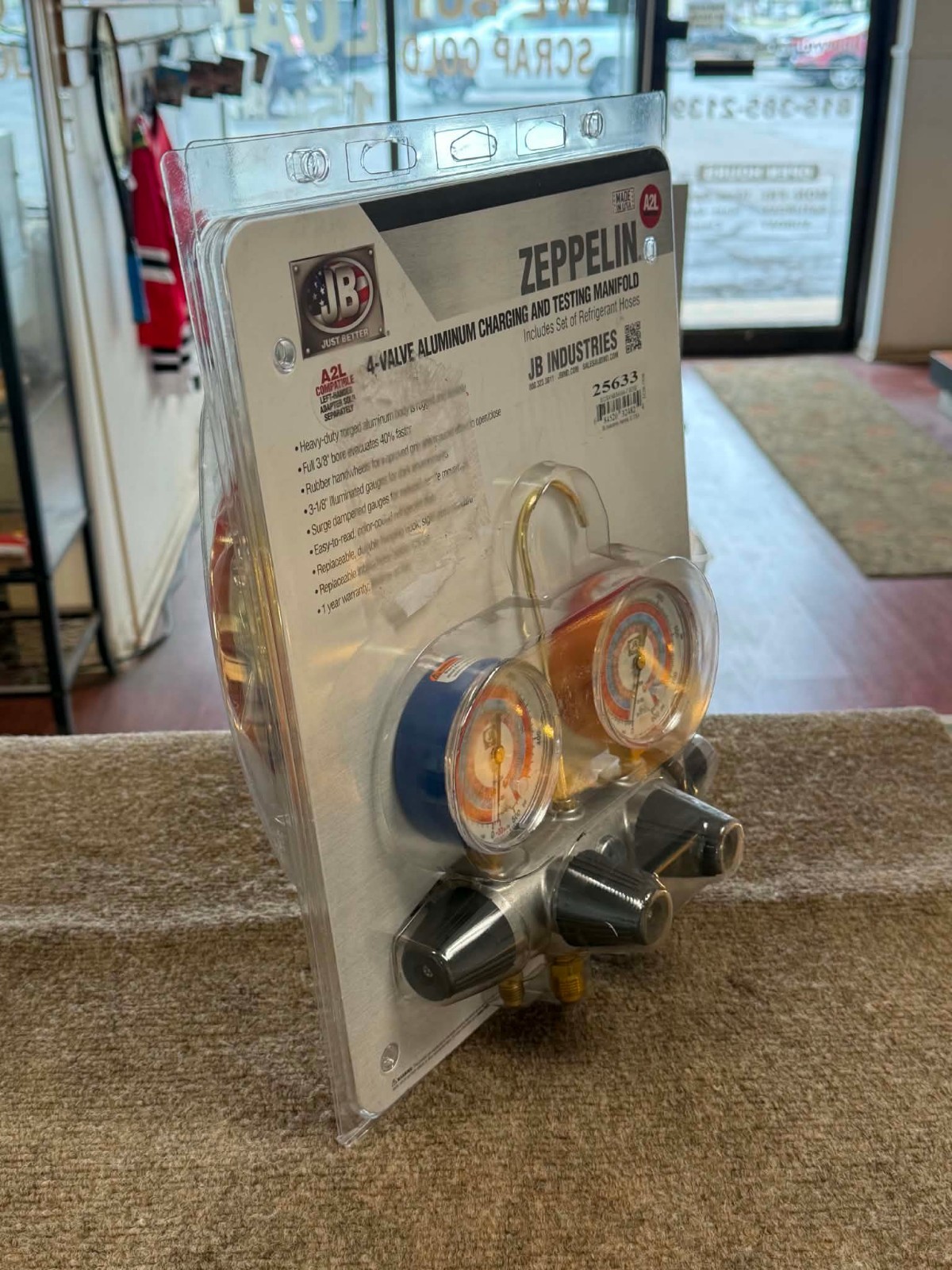 Jb Industries Zeppelin 25633 4-Valve Aluminum Charging & Testing Manifold Gauge