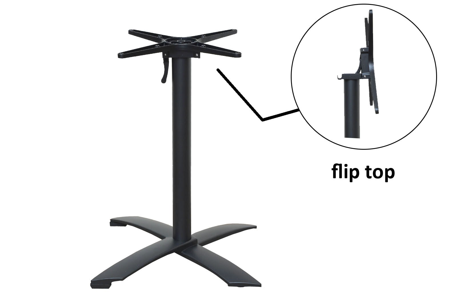 black premium aluminium flip top table base dining restaurant cafe pub folding