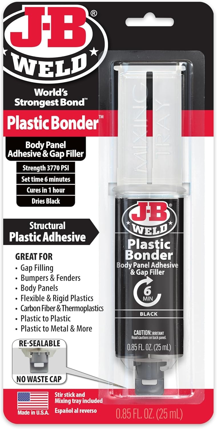 J-B Weld 50139 Plastic Bonder Body Panel Adhesive and Gap Filler Syringe – Black