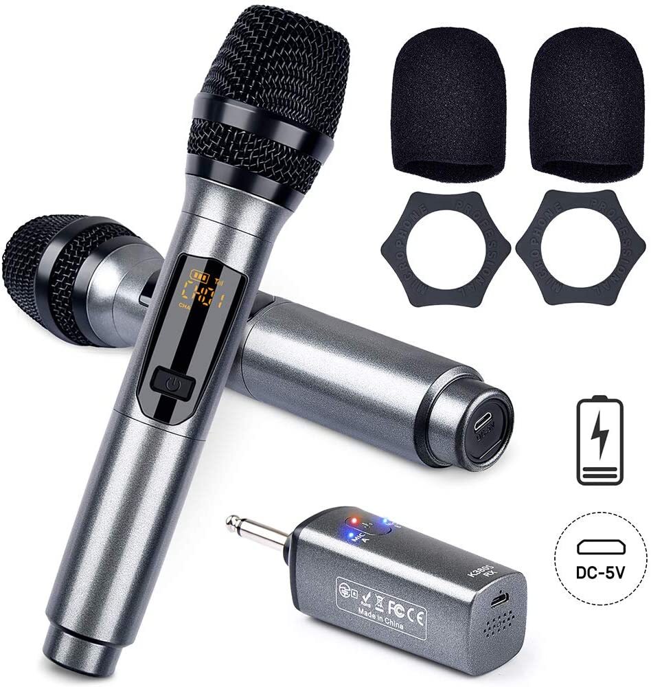 Pro UHF Wireless Handheld Microphone Mic System w/ Rechargeable Receiver Karaoke