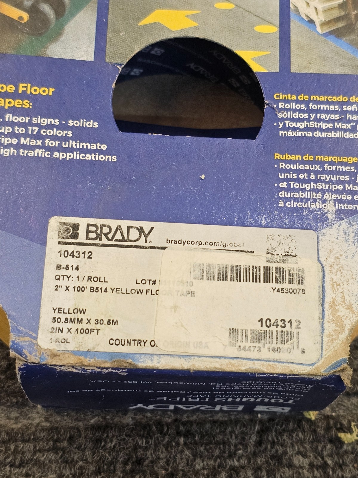 Brady B-514: ToughStripe Floor Marking Tape 2″ x 100 Ft 50.8 MM x 30.5 M