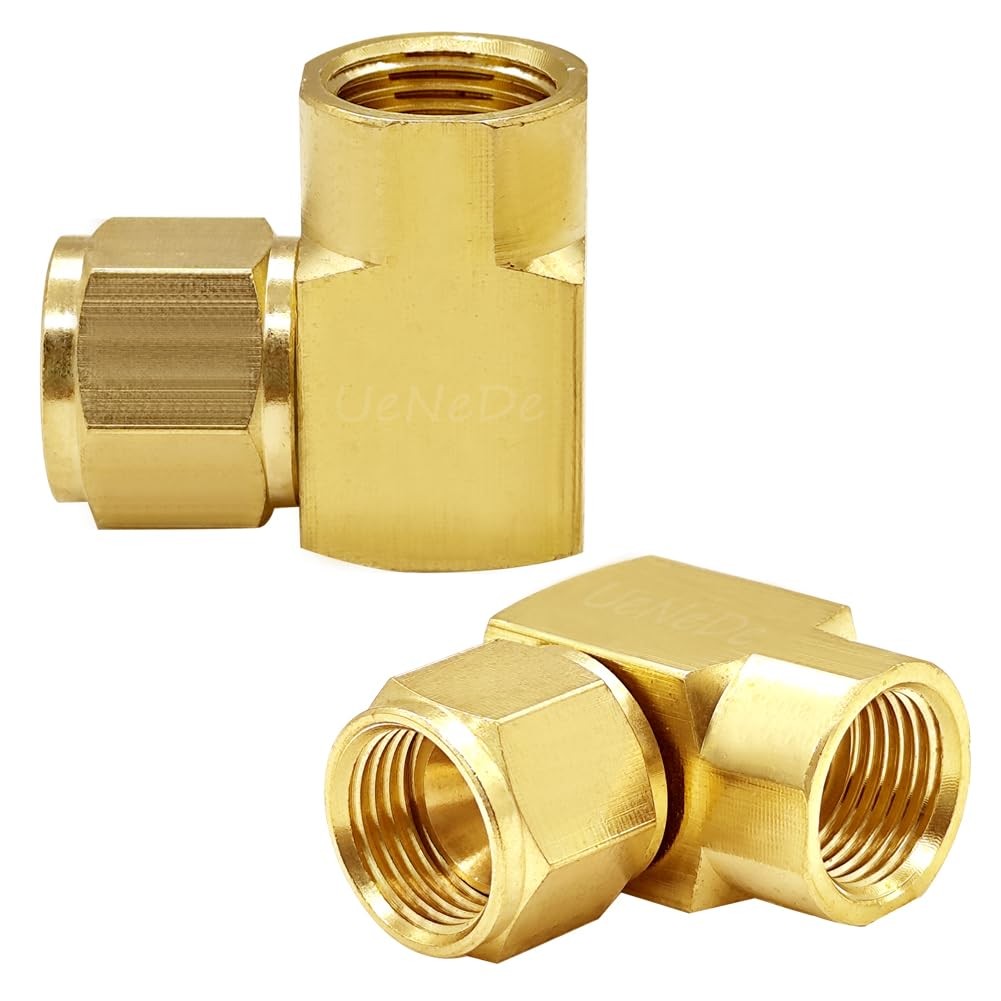 Uenede Brass 3/8 Flare Female 90 Degrees Swivel Elbow Inch,