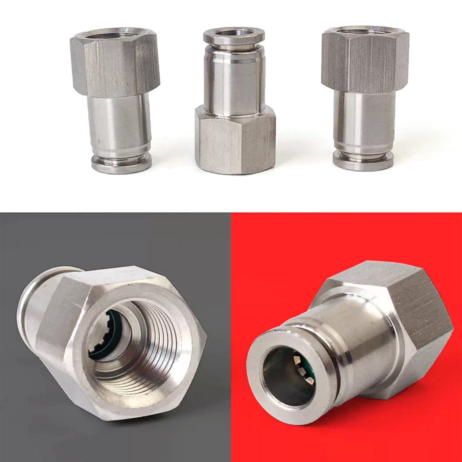 A2 Stainless Steel Pneumatic Push in Connectors Air Water Pipe All Type Fittings