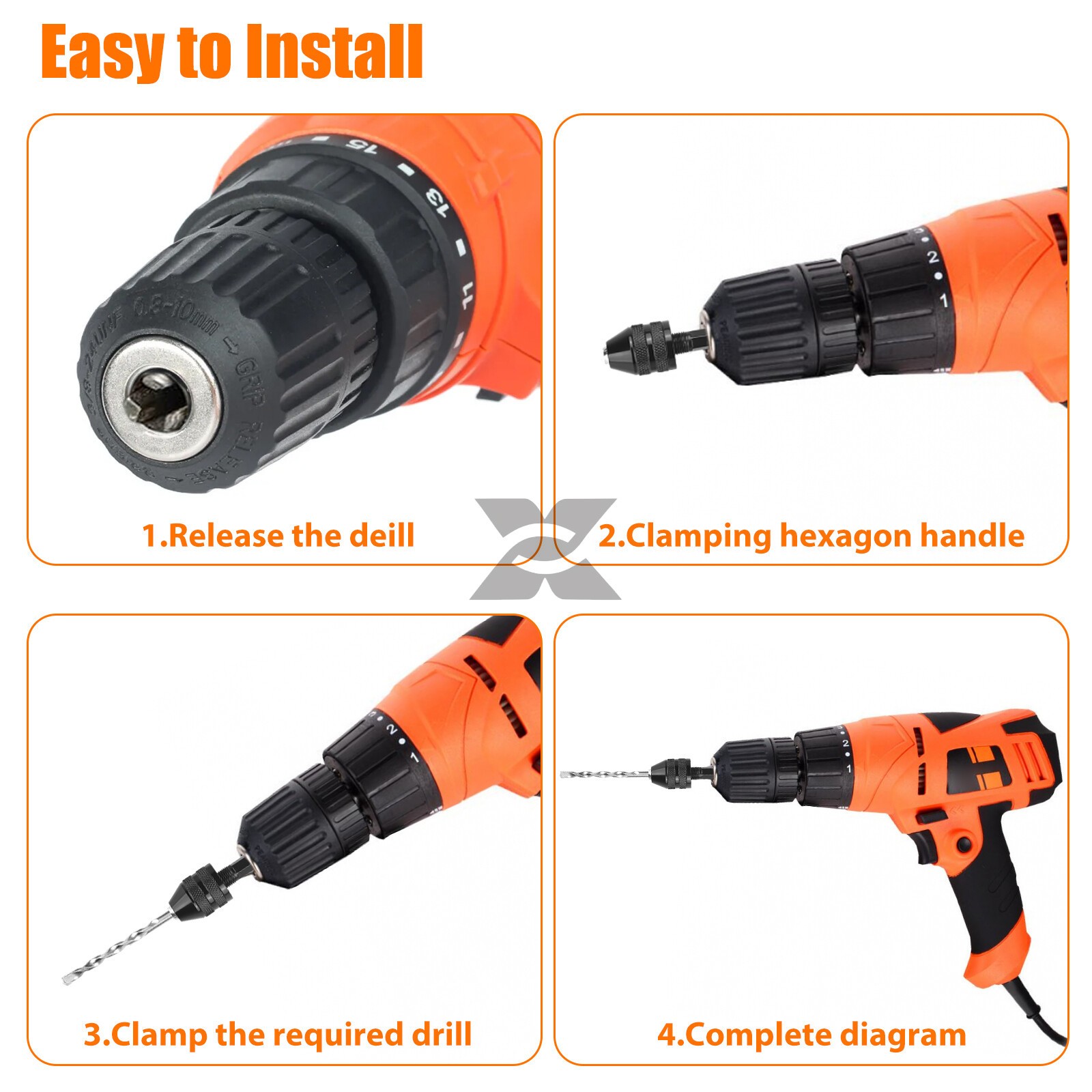 2x Keyless Chuck Conversion 1/4″ Hex Shank Adapter Drill Bit Quick Change Driver