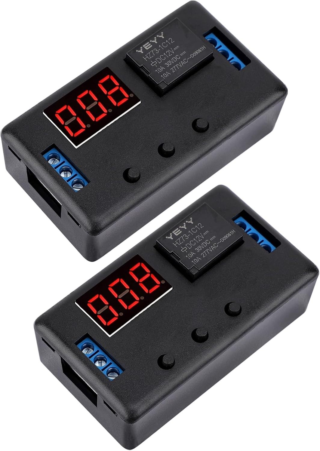 2pcs 12V LED Display 4-Mode Automotive Time Delay Relay 0.1s-999min