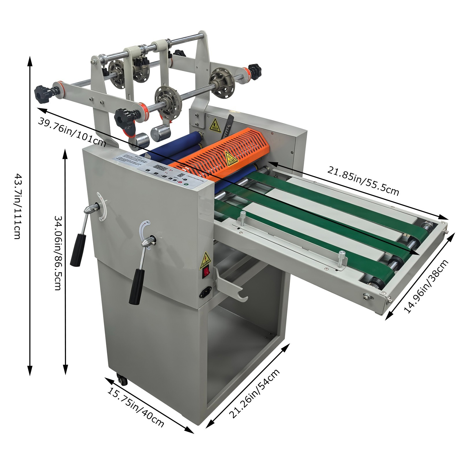 110V 32CM/12.6″ Vertical Roll Laminator Machine with Conveyor Belt, Cold Hot Ste