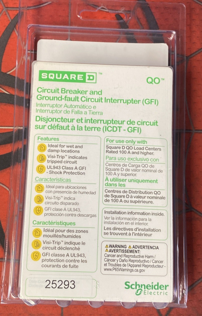 NEW – Square D QO230GFIC 30-Amp 2-Pole Ground Fault Circuit Breaker Interrupter
