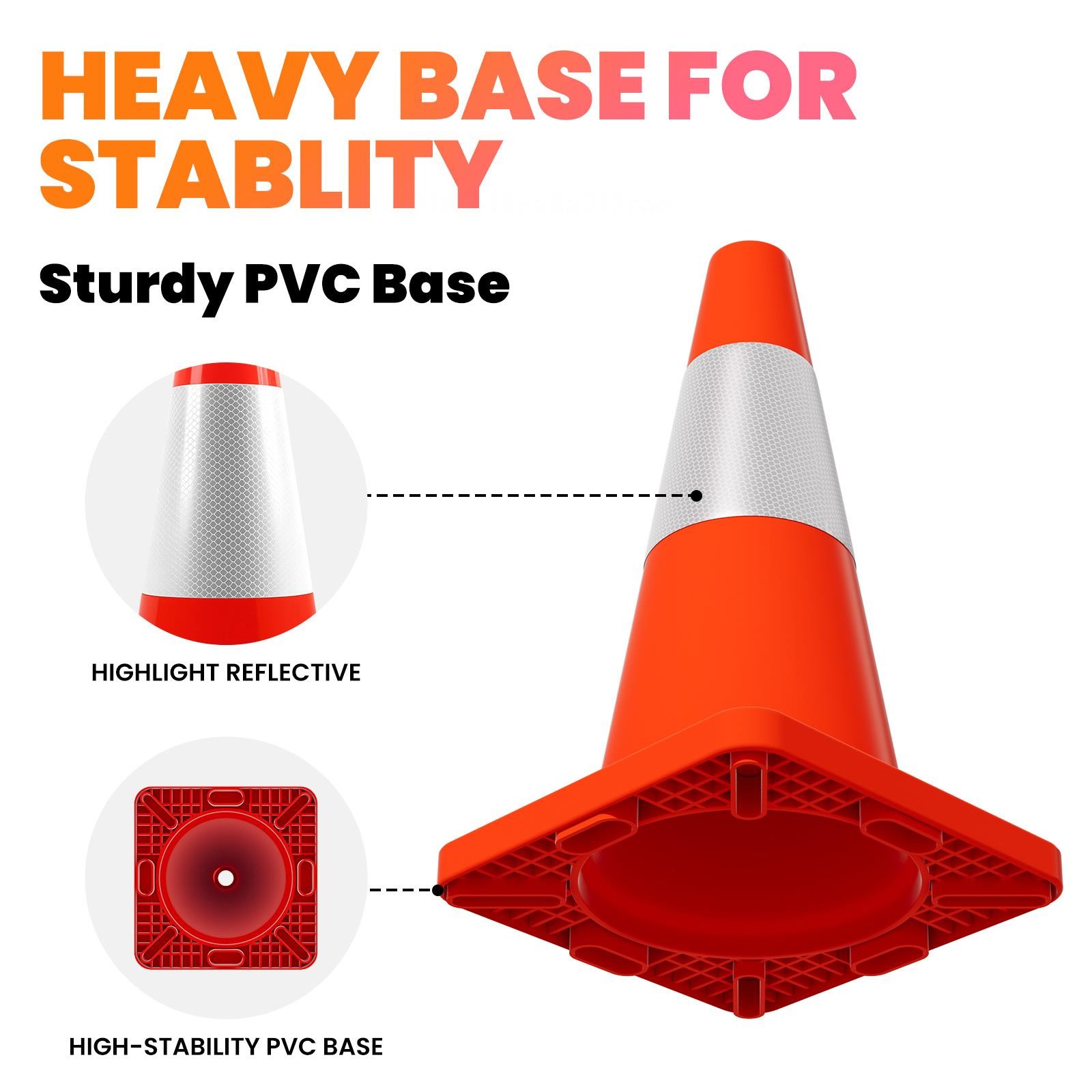 20 PACK 18″ Heavy Duty Traffic Safety Cones,2.97lbs Weight,W Reflective Collar