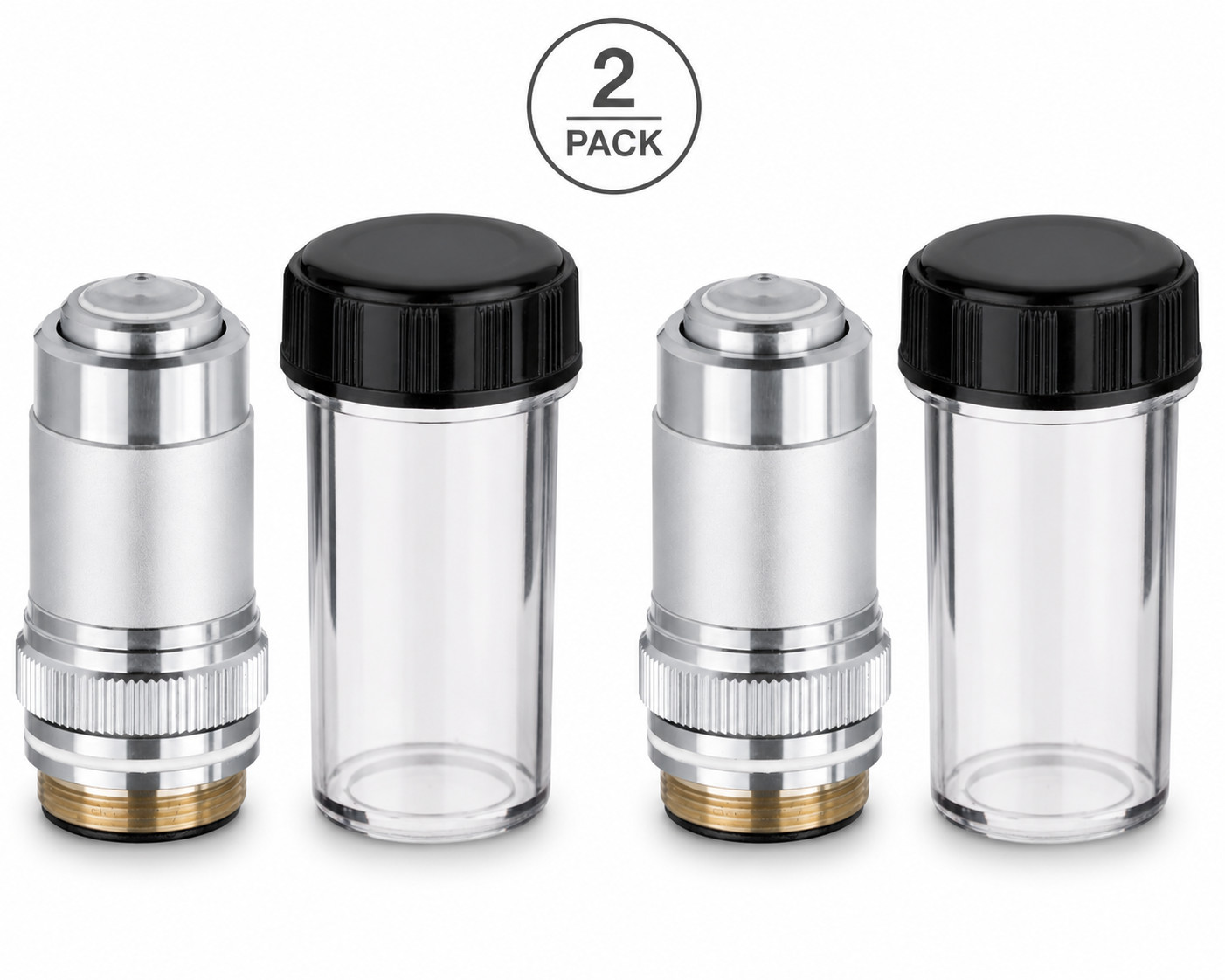 2-Pack AmScope 100X Oil Immersion Microscope Objective Lens 1.25 Oil 160/0.17