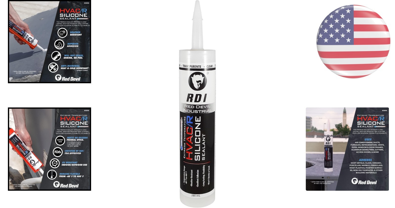 Extreme Temperature HVAC/R Silicone Sealant, Clear 280ml for Durable Sealing