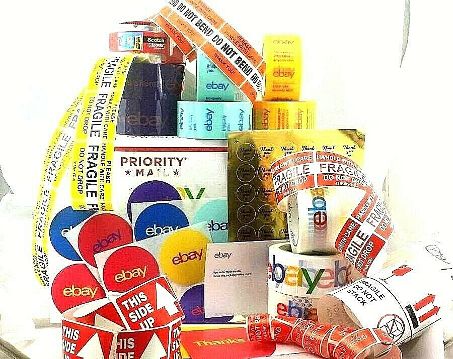 EBAY Branded Shipping Packing Supplies HUGE Variety Lot of 156 Tape Stickers ETC