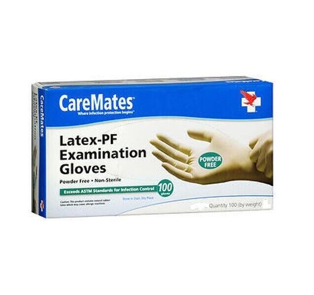 SM CareMates Latex PF Medical Examination Gloves X-Large 100 Count Box (3 Pack)