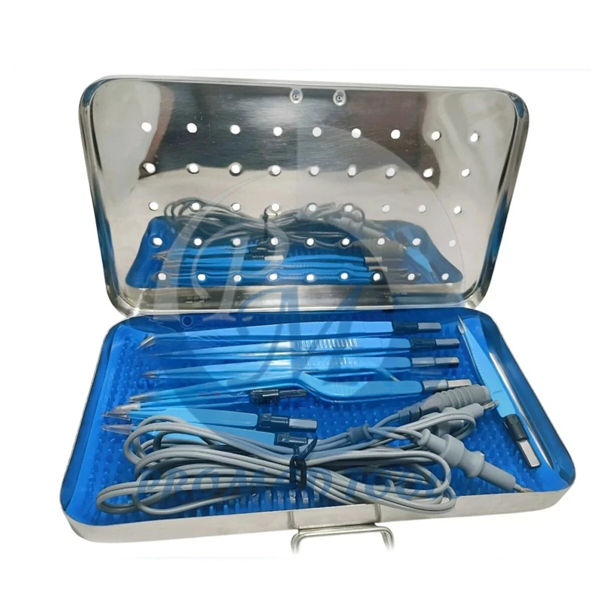 9 Pcs Set Electro European Bipolar Forceps + Cable Reusable With Stainless Box