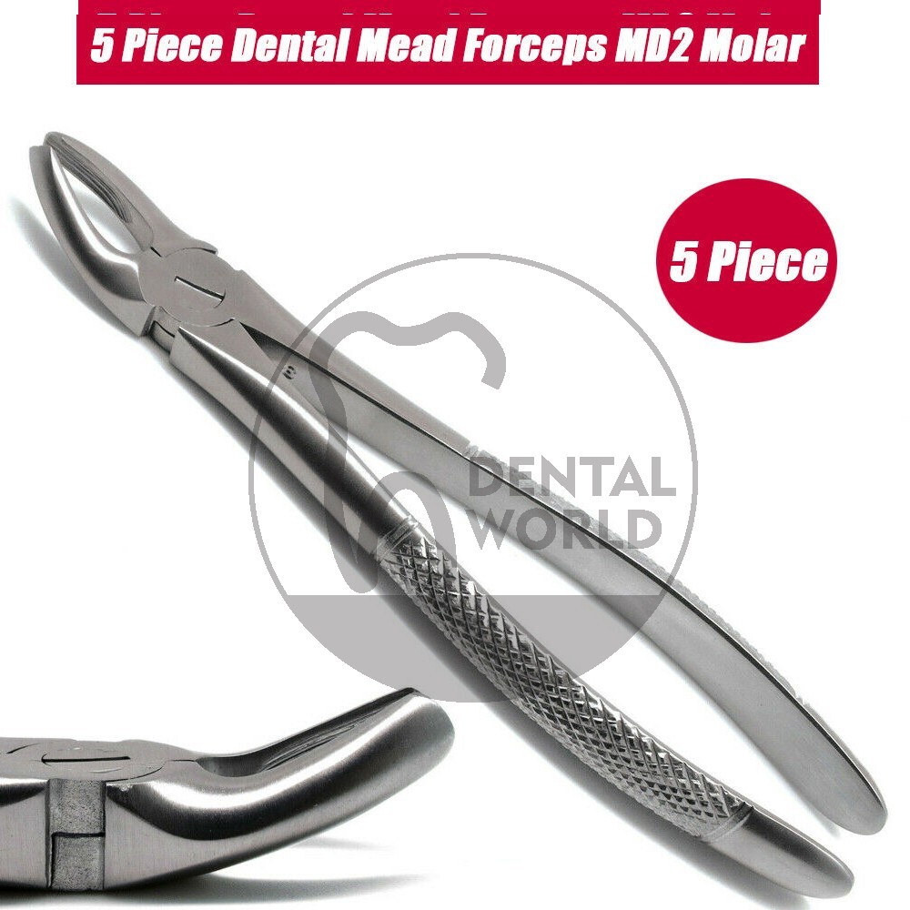 5 Pcs Dental Mead Forceps MD2 Molar Tooth Extracting Surgical Instruments