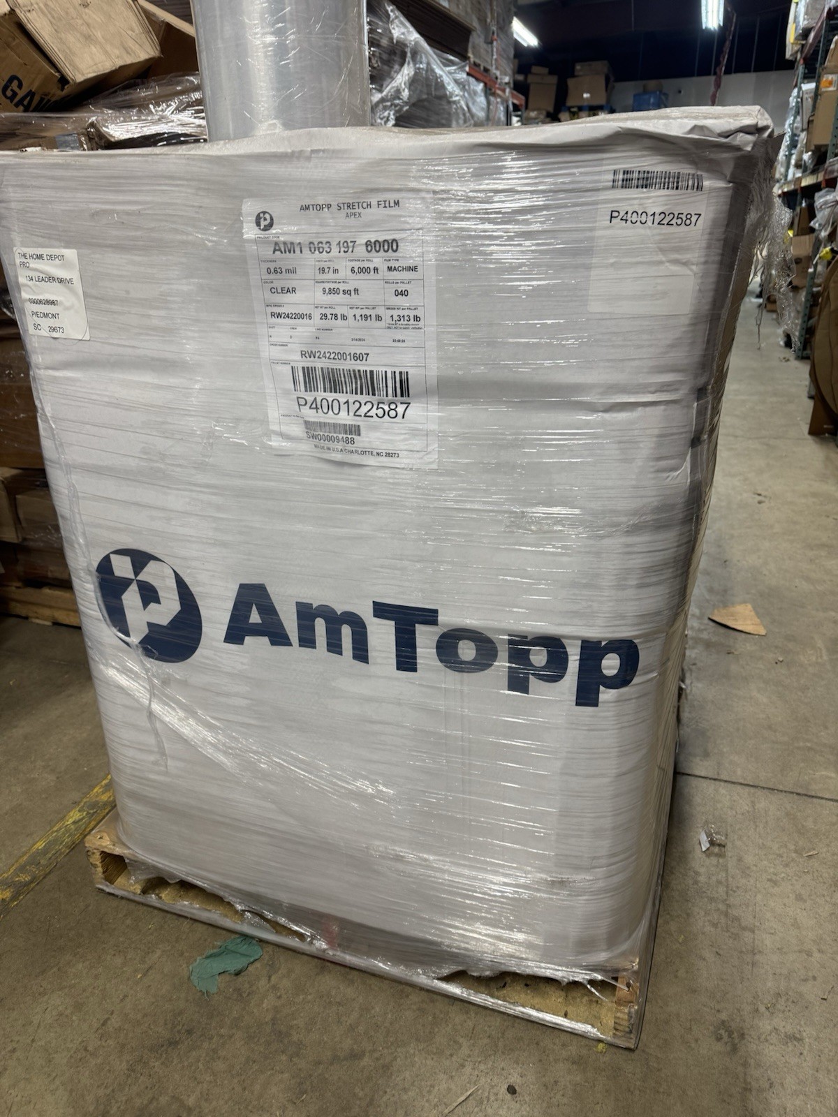 AMTOPP Cast Machine Length Stretch Wrap Pallet Shrink Film Clear