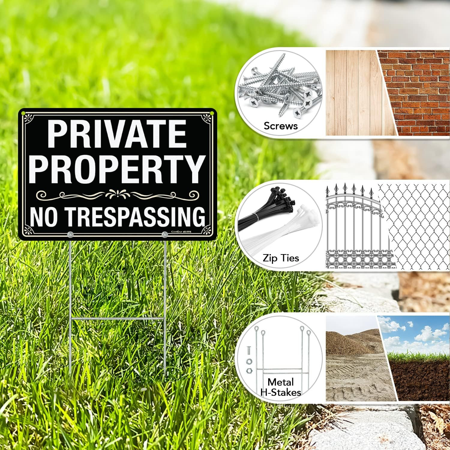 3 Pack No Trespassing Signs Private Property Sign 12×8 inches, 12″×8″ 3