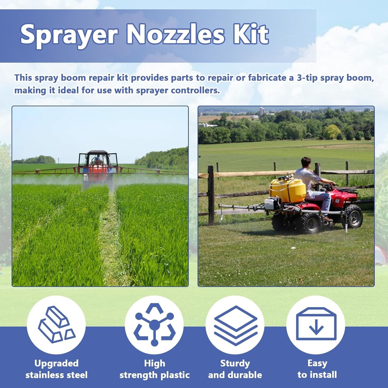 Spray Boom Repair Kit, Sprayer Parts Including 8001-VS Tips Screens Clamps