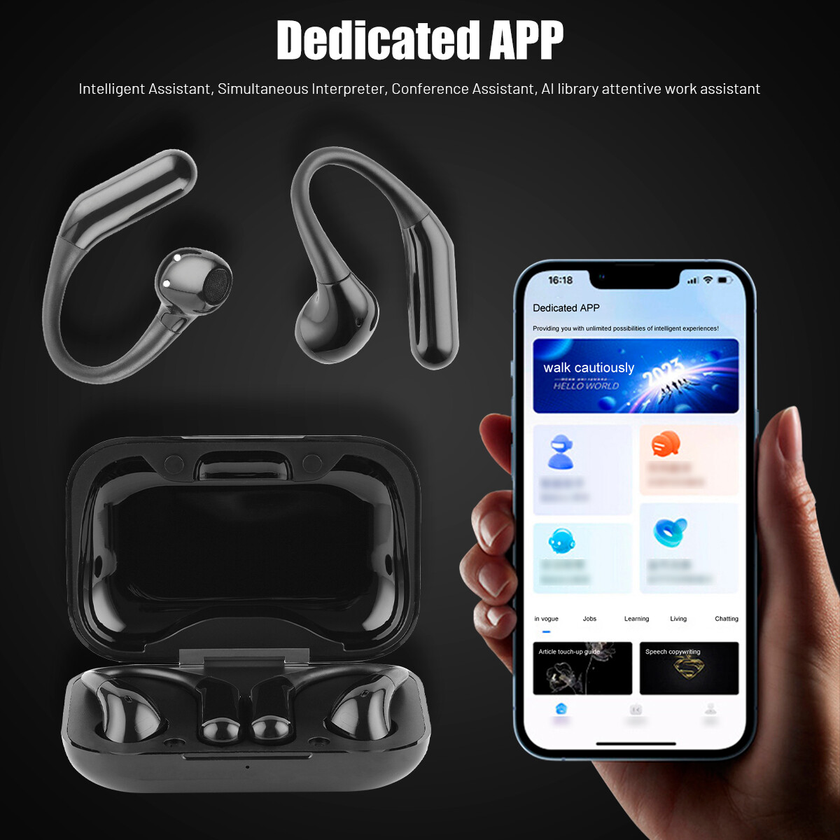 155 Language Smart Translator Earbuds Wireless Bluetooth 5.3 Headphones New