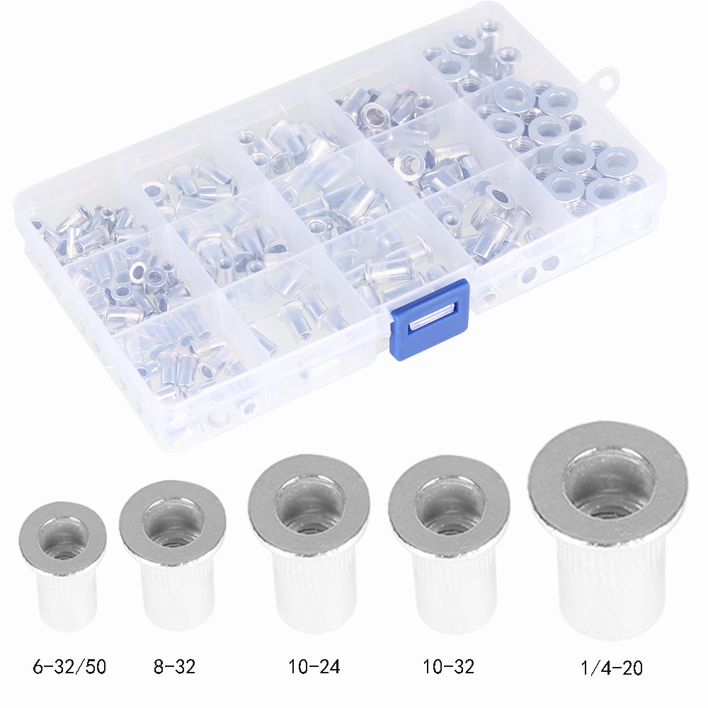 Sliver 150 Pack Aluminum Rivet Nut Kit Rivnut Nut Standard Inch SAE Rivnut