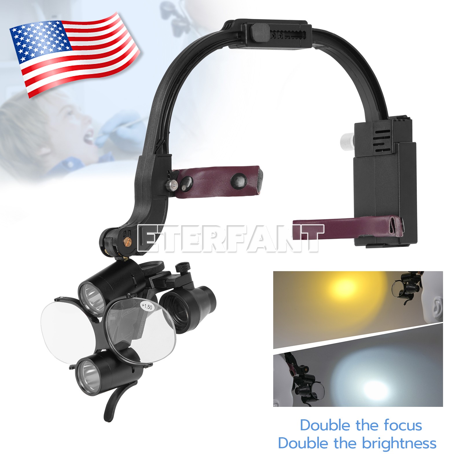 Dental 6LED 8W/9W Oral Lamp Light/3.5X Surgical Headband Binocular Loupes