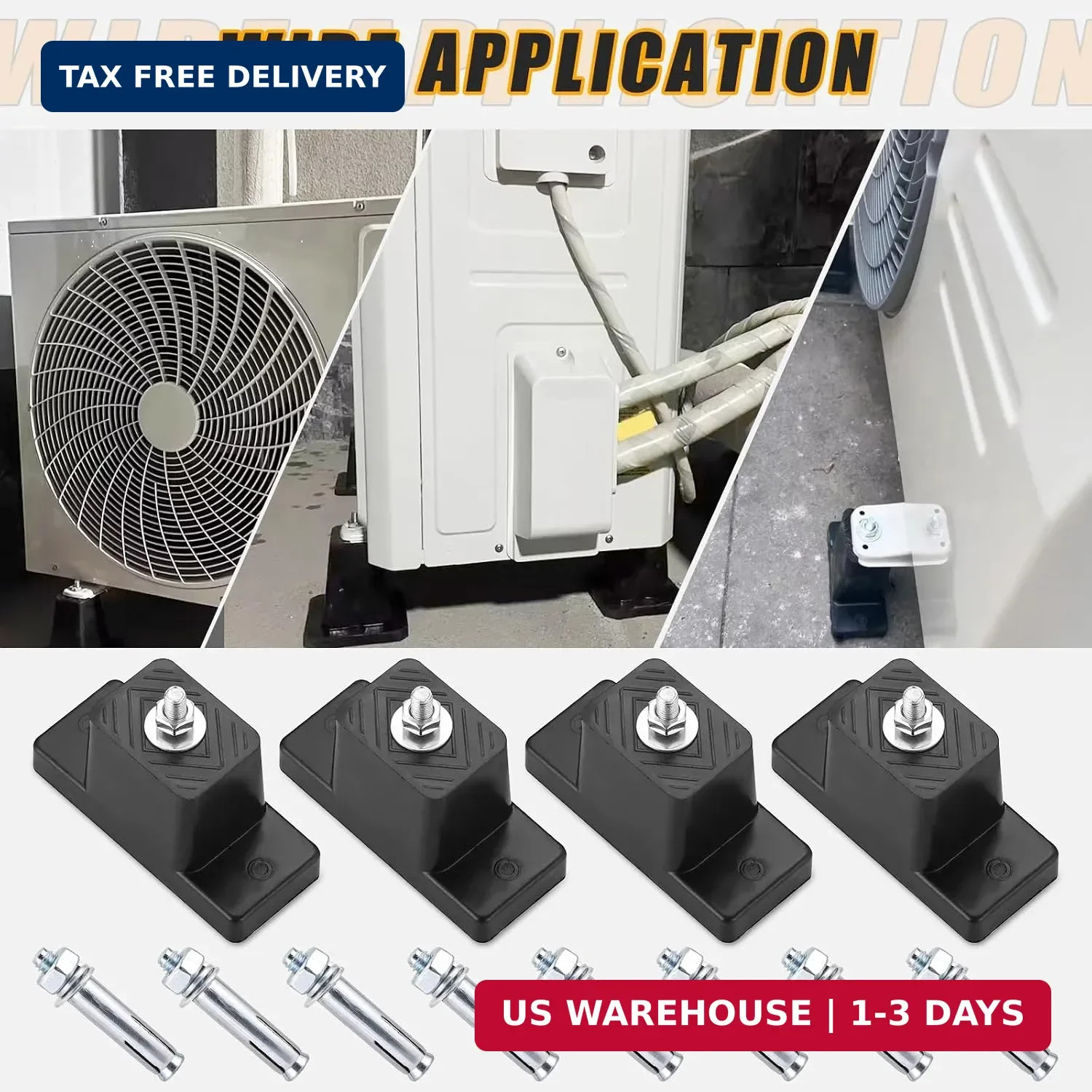 4 Pack Rubber Vibration Isolator Mounting Bracket with 8 Expansion Screws & 4 Sh