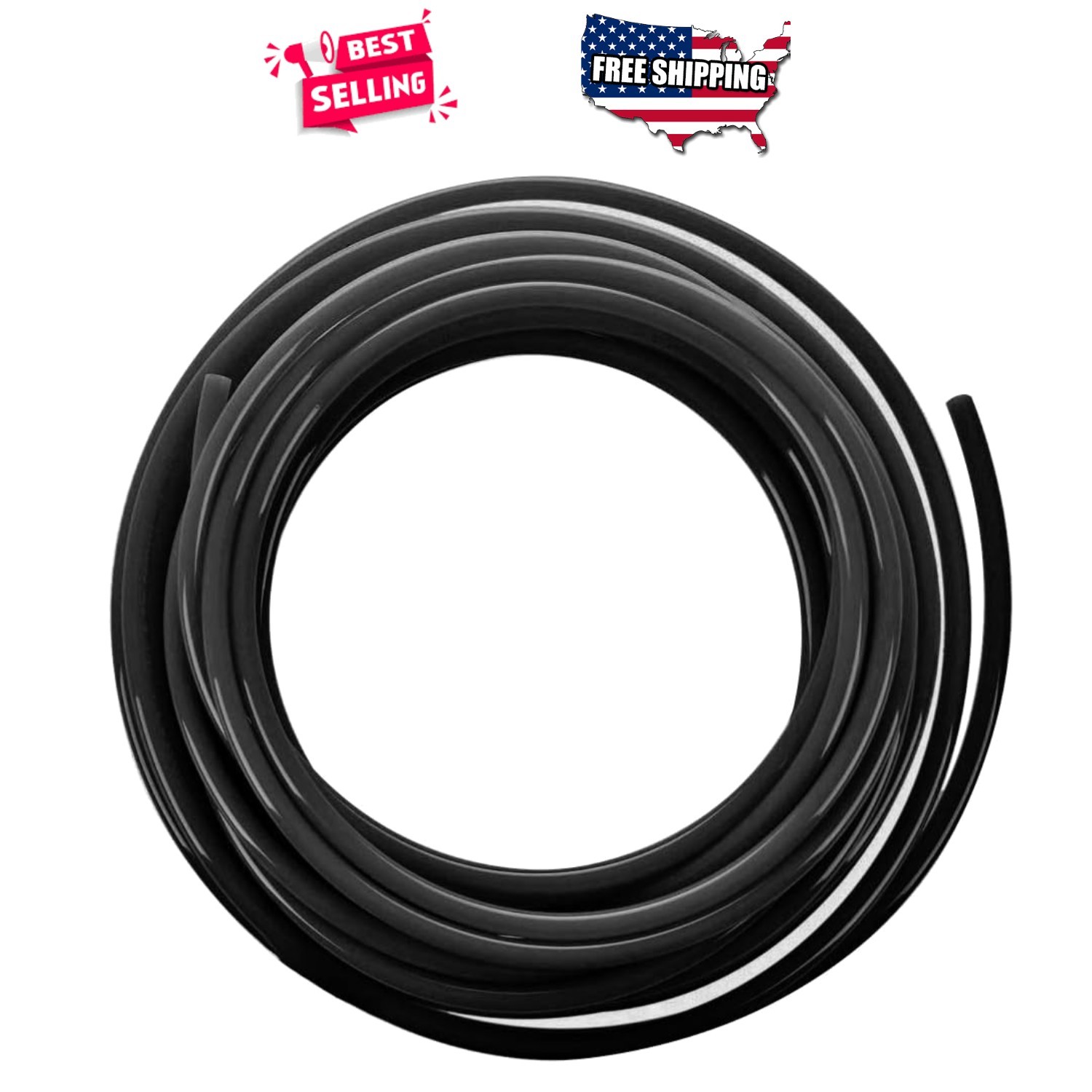 Pneumatic Tubing 1/4″ OD Black PU Air Compressor Hose 39.4ft Flexible Pipe Water