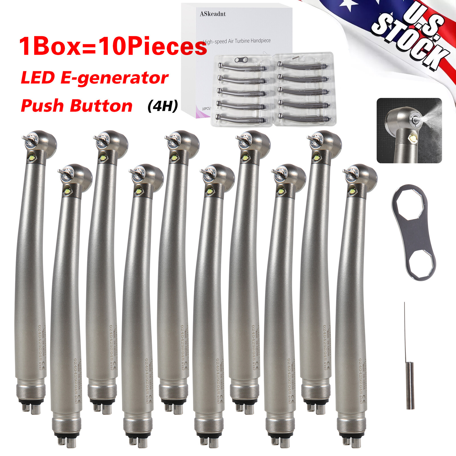 KaVo Style Dental Fiber Optic LED E-generator High Speed Handpiece Turbine 4HOLE