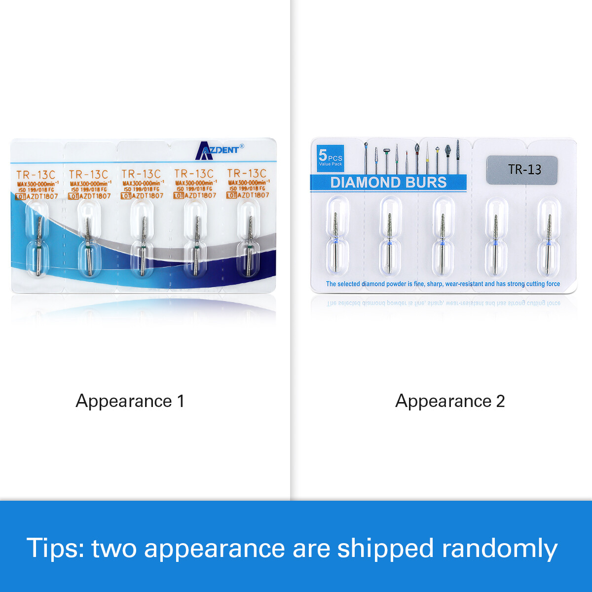 100Pcs 100Types Dental Diamond Burs Round Head FO EX TR For High Speed Handpiece