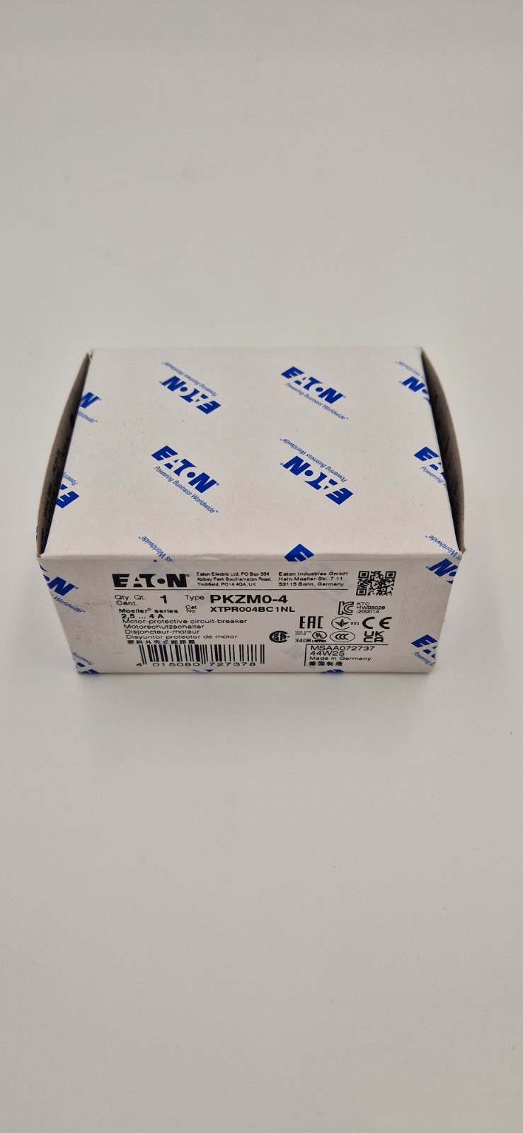 EATON Thermal Magnetic Circuit Breaker Motor Protect PKZM0-4 0.75 kW US New