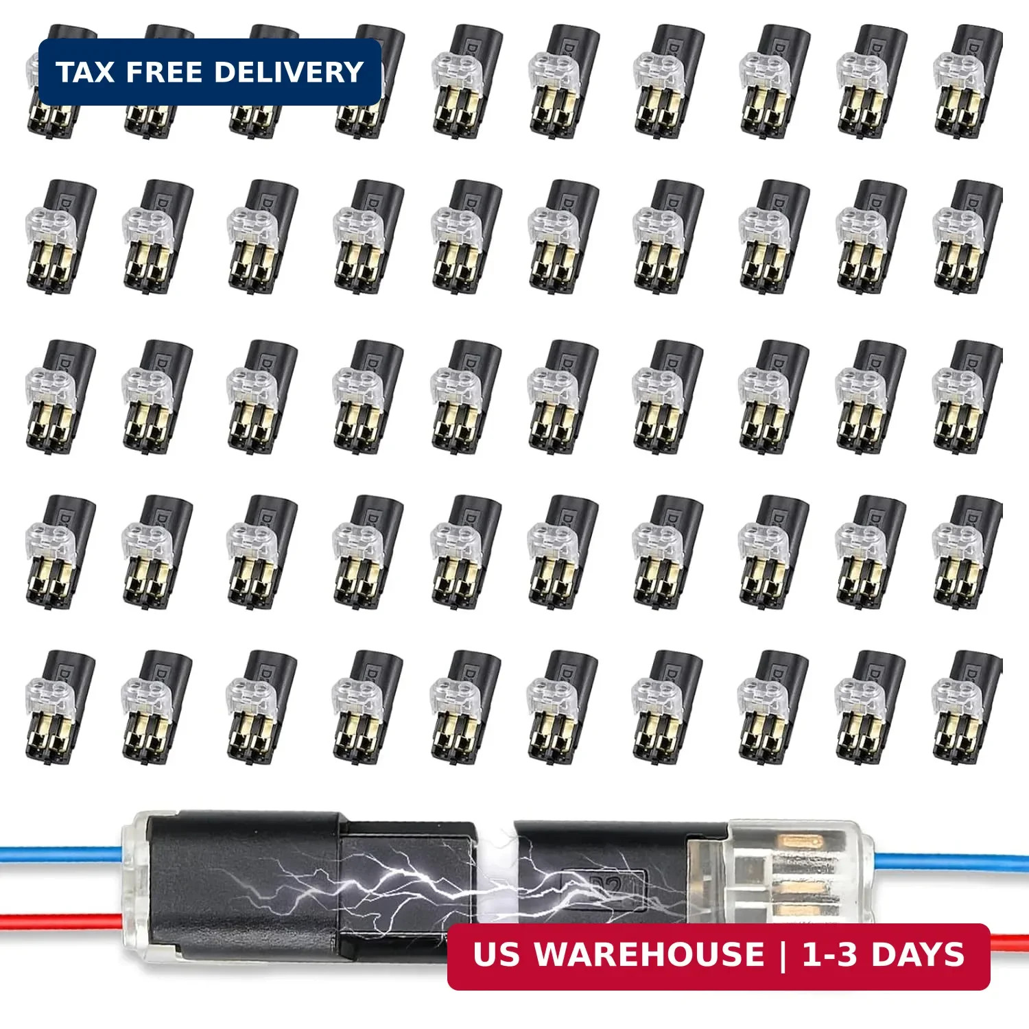 Double-Wire Plug-in Connector,Quick Connect Push-in Lever Wire Connectors(50Pcs)