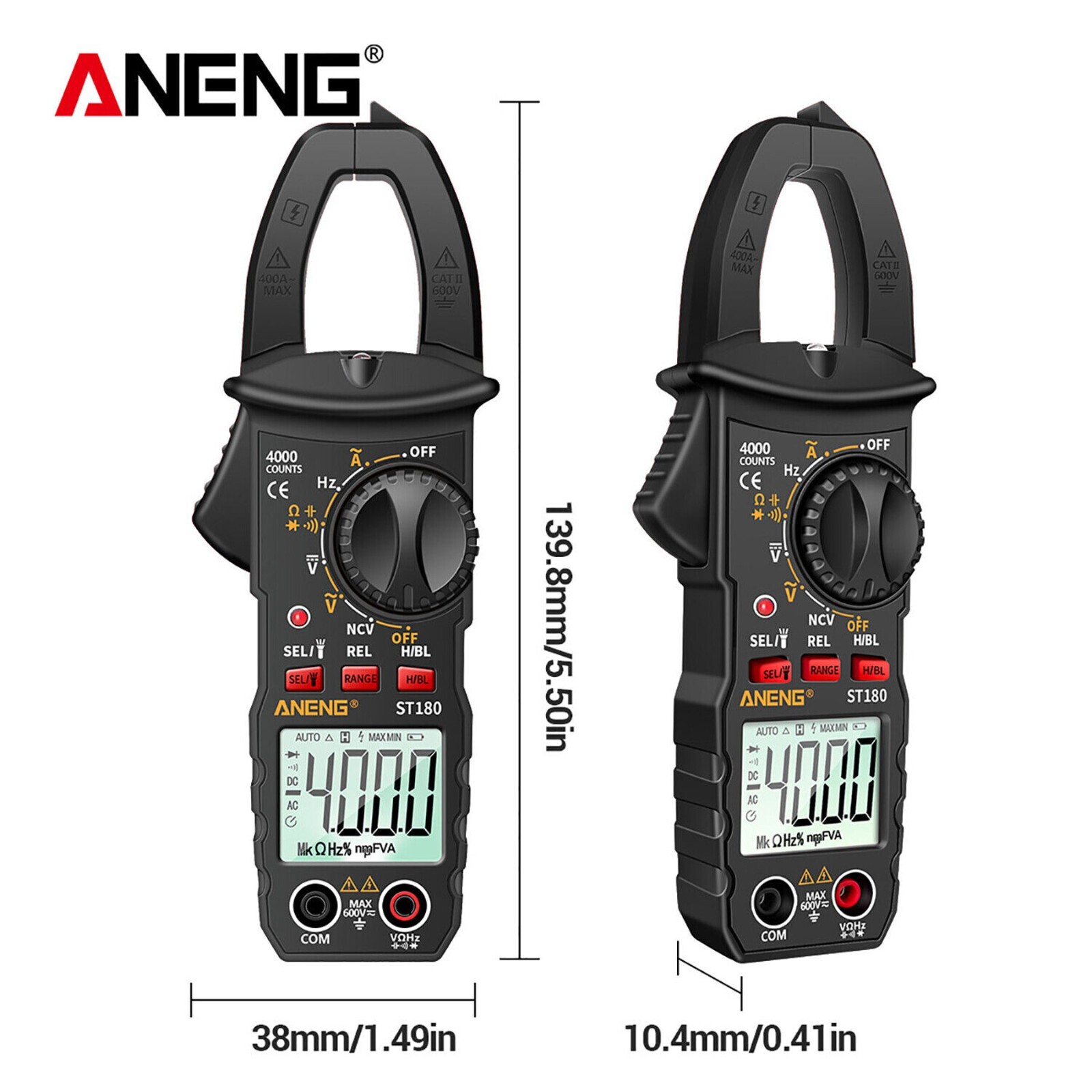 Digital Multimeter Tester AC DC Voltage RMS Amps Clamp Meter Auto Range Handheld