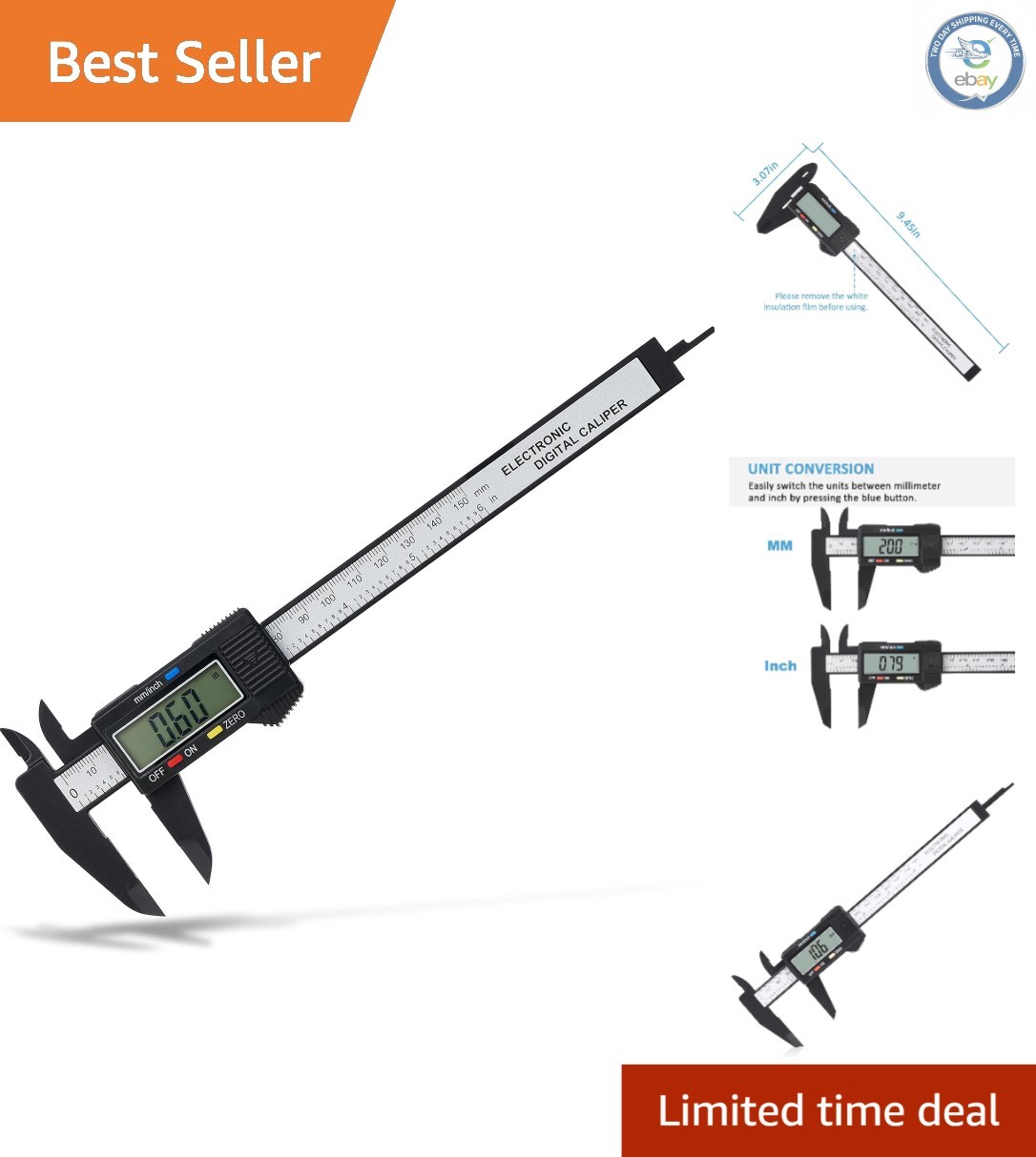 Large LCD Digital Caliper 0-6» – Perfect for DIY Projects & Precision Measuring