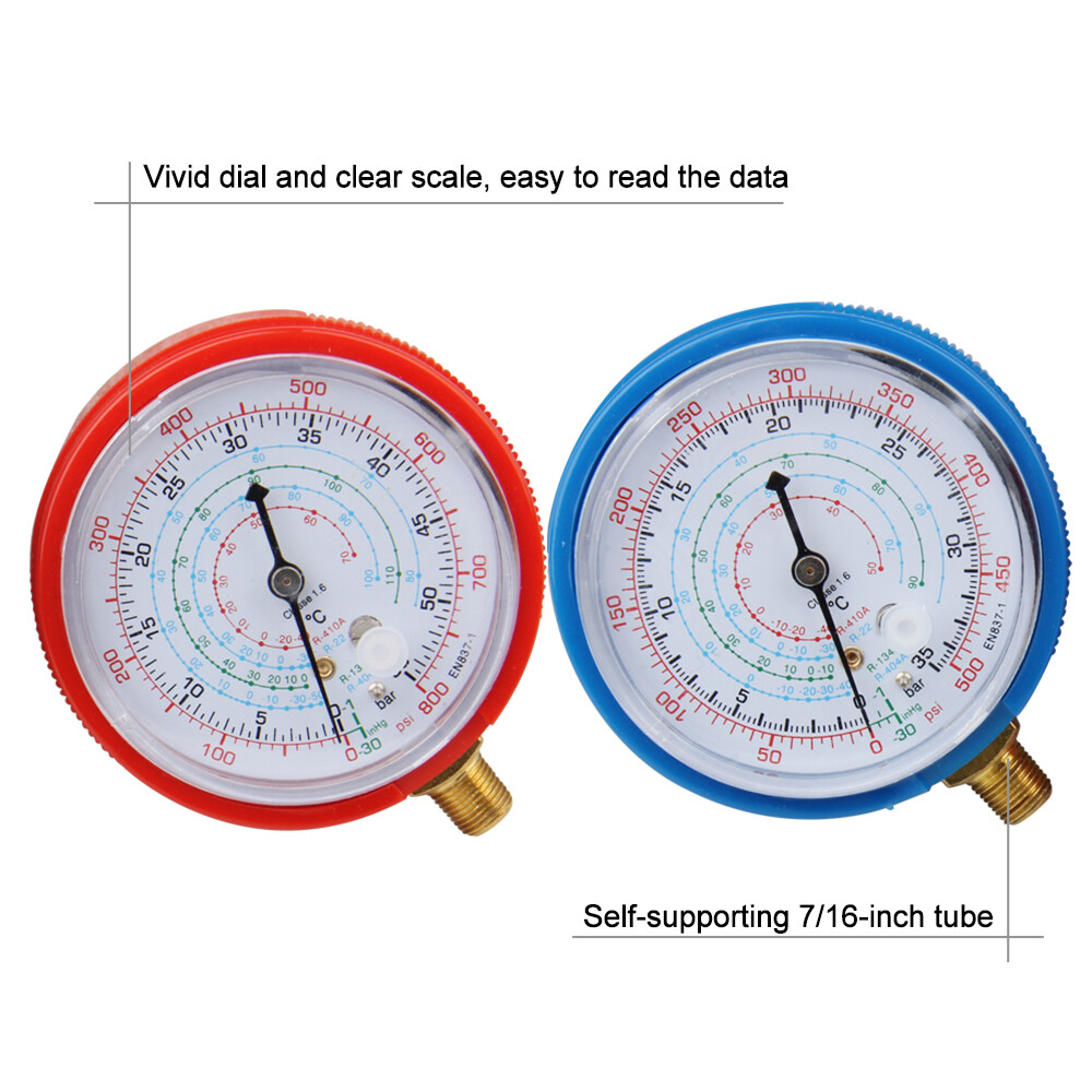 2 PCS REPLACEMENT MANIFOLD PRESSURE GAUGES SET HIGH & LOW SIDE AIR CONDITIONER