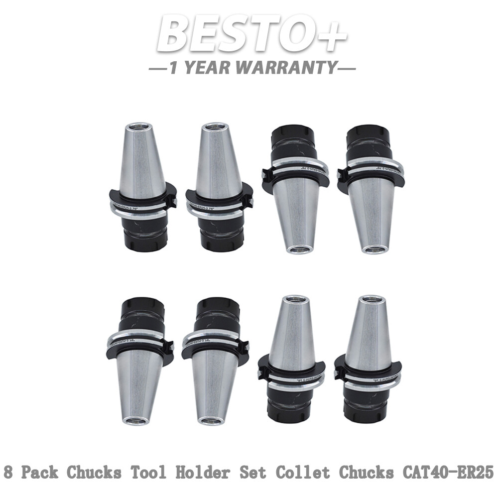 8 Pack Chucks Tool Holder Set CAT40-ER25 Collet Chucks W. 2.76″ Long Gage Length