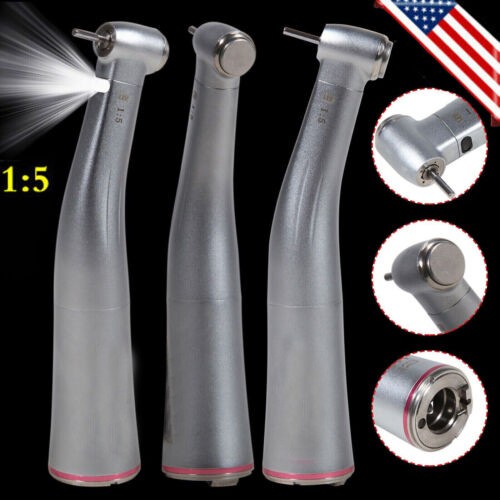Dental 1:5 Fiber Optic LED Contra Angle Increasing Handpiece Fit NSK E-Type USA