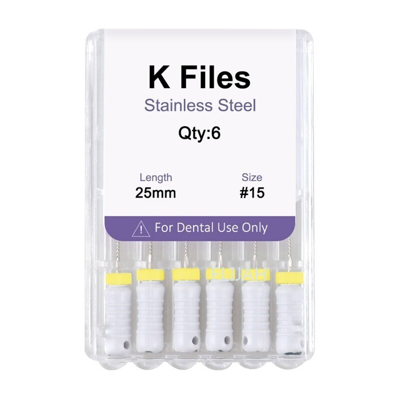 ELIJAH Dental Endo Root Canal File 25mm K-FILES Stainless Steel Hand Use #6–#40