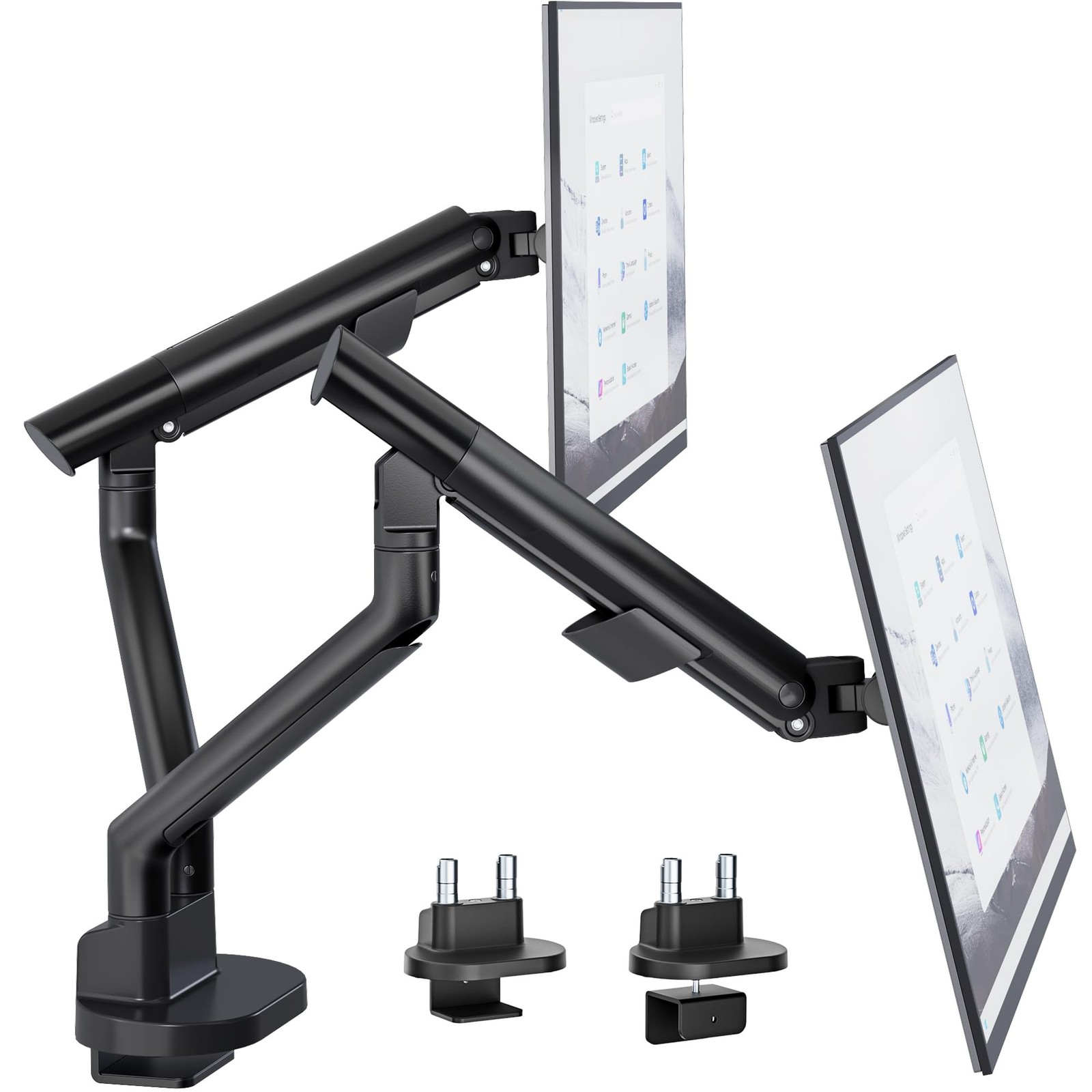 monTEK Aluminum Dual Monitor Arm for 17-35″ Screens, 24.3 lbs Each, Black | M…