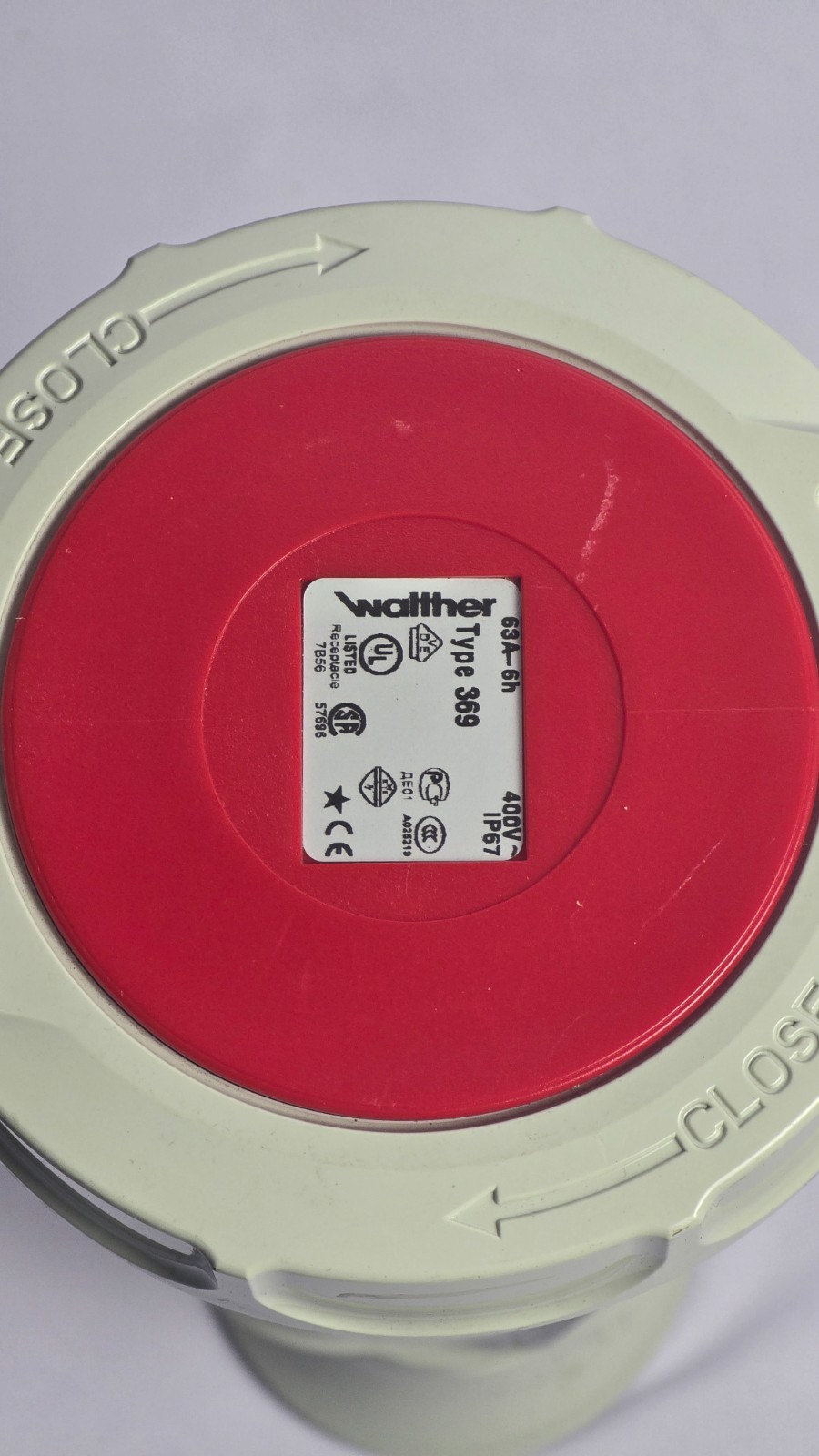 Walther Type 369 Industrial Receptacle | 63A 400V 3P+N+E | IP67 Watertight CE UL