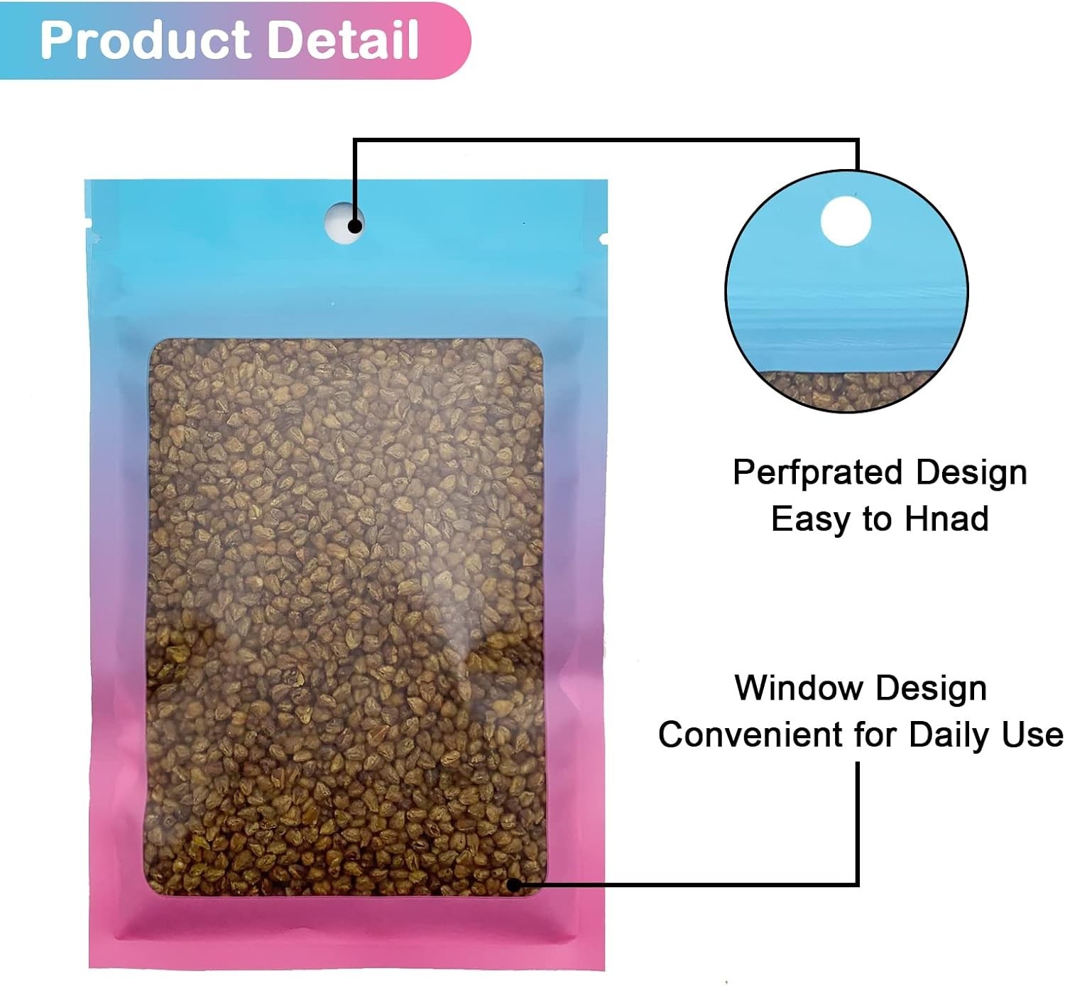 100 Pcs Gradient Colors Resealable Mylar Bags Blue Pink, 4×6 In | Zipper Foil…
