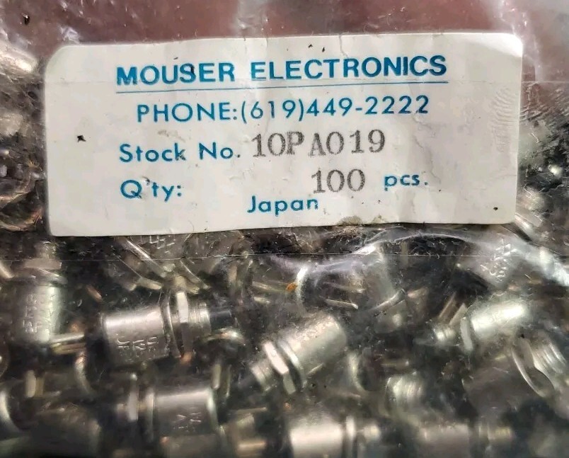 Lot of 100 10PA019 Momentary On Pushbutton Switch, Solder Terminals .5A @ 125va