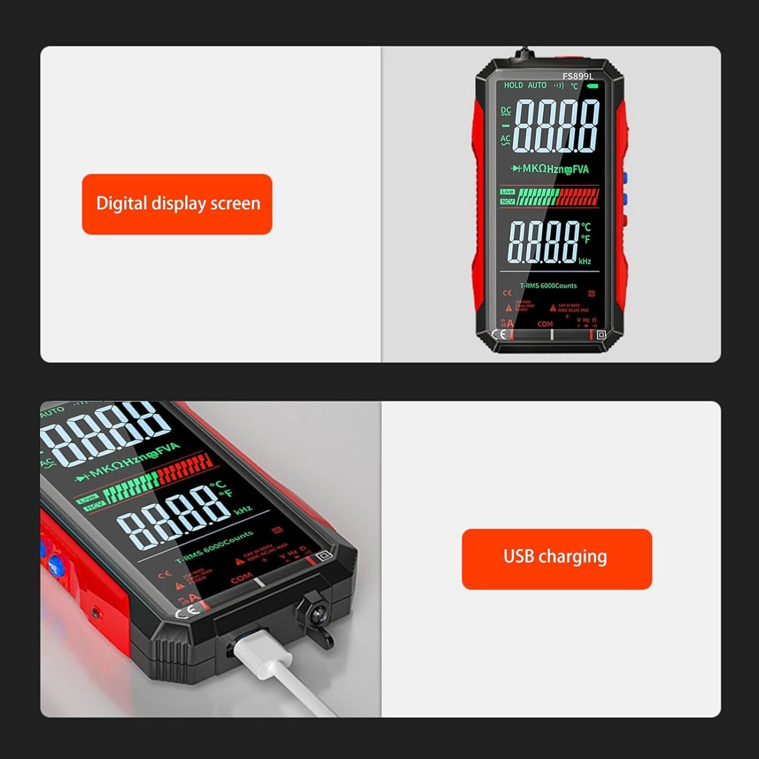USB Rechargeable Digital Multimeter, 2026 Upgraded Fs899l Multimeter, Automat…