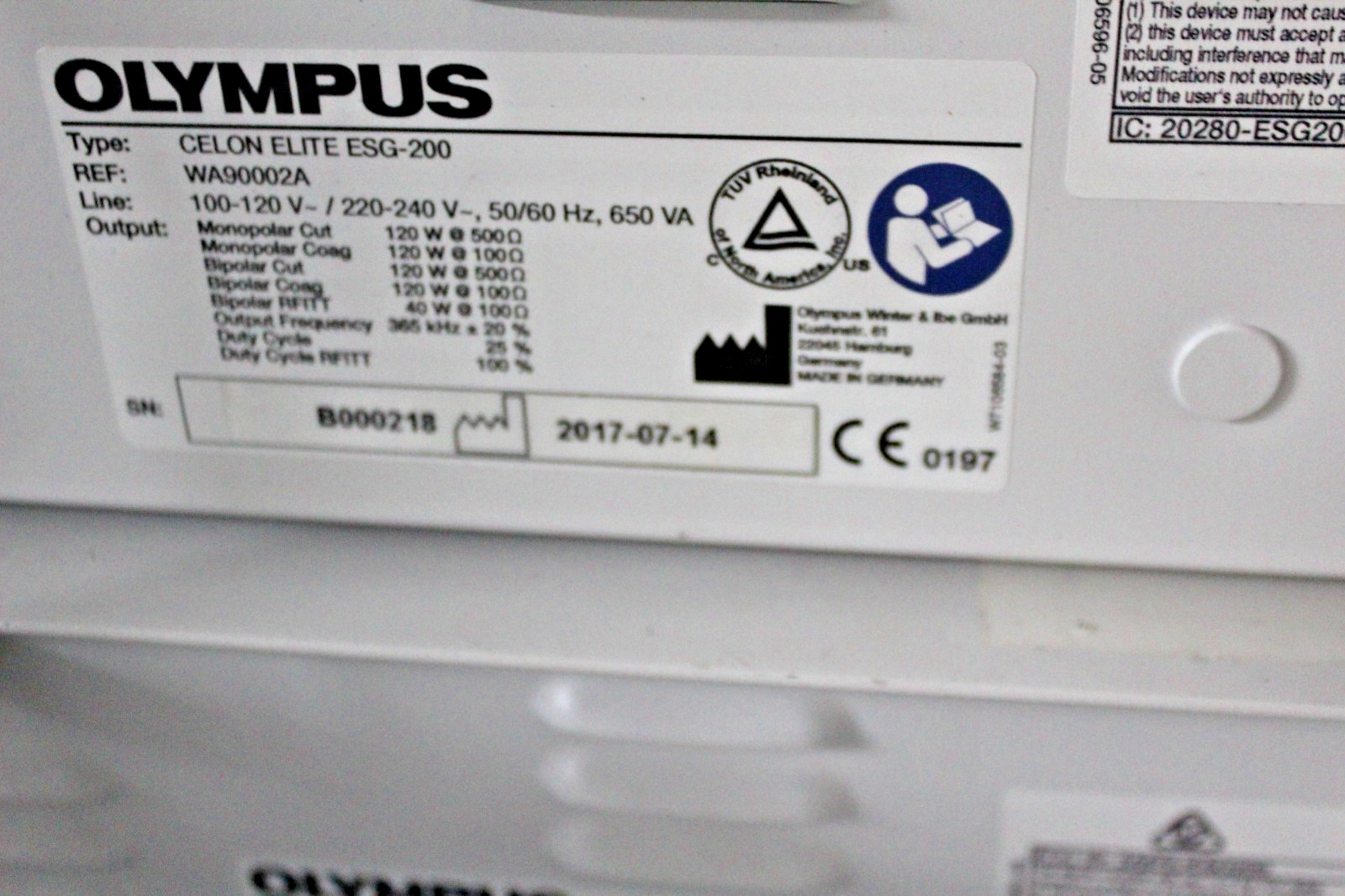 OLYMPUS CELON ELITE ESG-200, REF: WA900002A W/ FOOTSWICHT SYSTEM