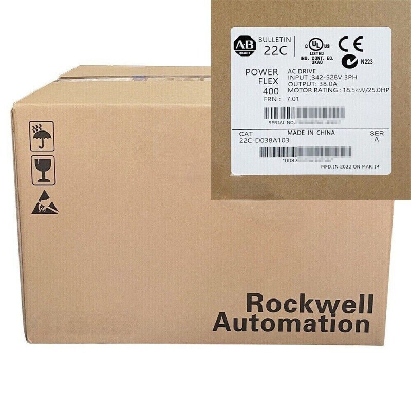 22C-D038A103 New Factory Sealed AB PowerFlex 400 18.5 kW 25 HP AC Drive 1PCS