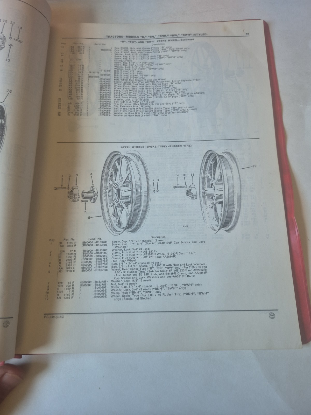 John Deere B BN BHN BW BHW Tractor Parts Manual Catalog