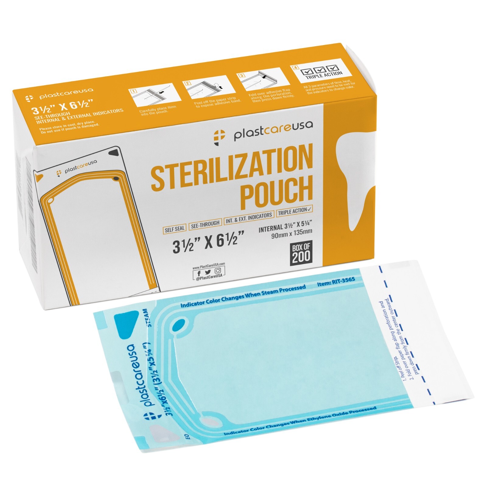 600 Self-Sealing Sterilization Pouch, 3.5″ x 6.5″ (3.5″ x 5.25″) Sterilize Bag