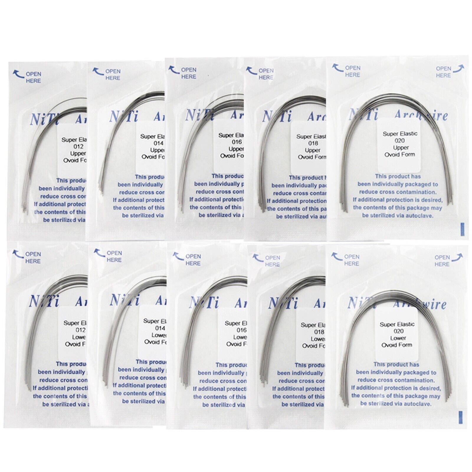 10 Pcs Dental Orthodontic Arch Wire Rectangular Round Niti Super Elastic Natural