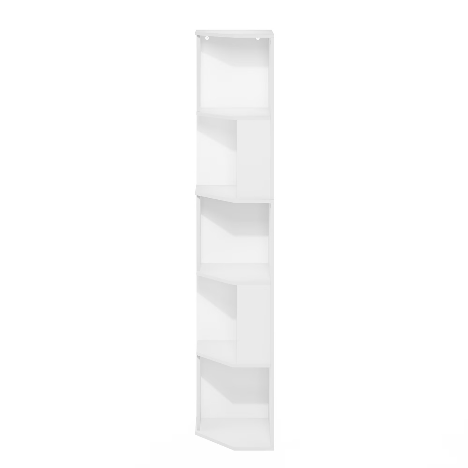 ECON 5-Tier Freestanding Corner Shelf Bookcase in Bookshelf in White